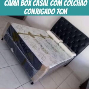 CAMA BOX CASAL COM COLCHÃO CONJUGADO 1CM